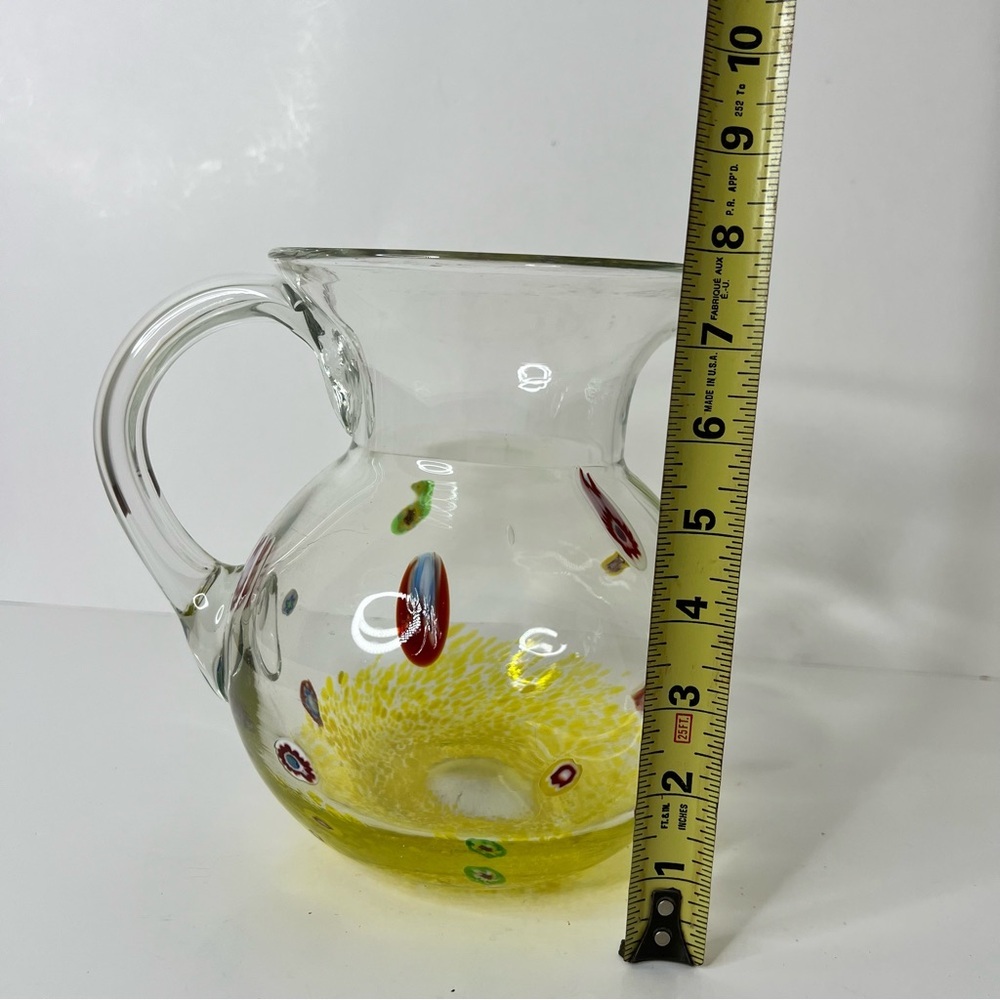 Millefiori Hand Blown Sangria Glass Pitcher - Picture 5 of 6